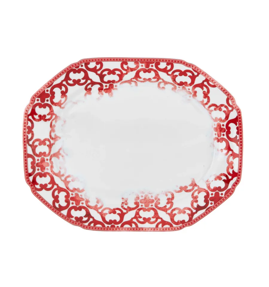 obrazek 7 Duży komplet zastawy obiadowej z porcelany z kolekcji Timeless z wyjątkowymi czerwonymi i granatowymi wzorami - Vista Alegre