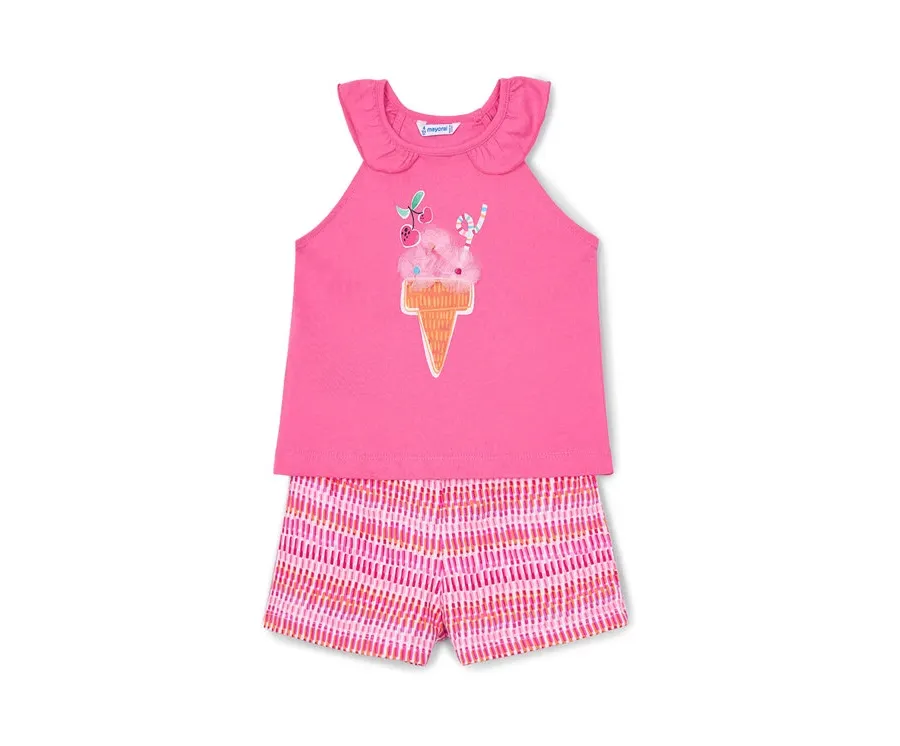 obrazek 1 Mayoral Komplet top i spodenki 3214 Różowy Regular Fit