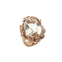 Picture Luxury Ring Antique 18K Rose Silver Clear Obsidian