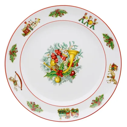 Zdjęcie Porcelanowy płaski okrągły talerz-półmisek ze świątecznej kolekcji Christmas Magic - Vista Alegre