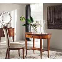 Zdjęcie Luksusowy antyczny owalny stolik kawowy z drewna orzechowego