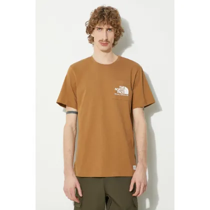 Zdjęcie The North Face t-shirt bawełniany M Berkeley California Pocket S/S Tee męski kolor brązowy z nadrukiem NF0A87U21731