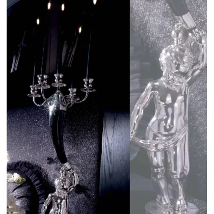 Picture Luxurious 5-arm candlestick with antlers and a figurine