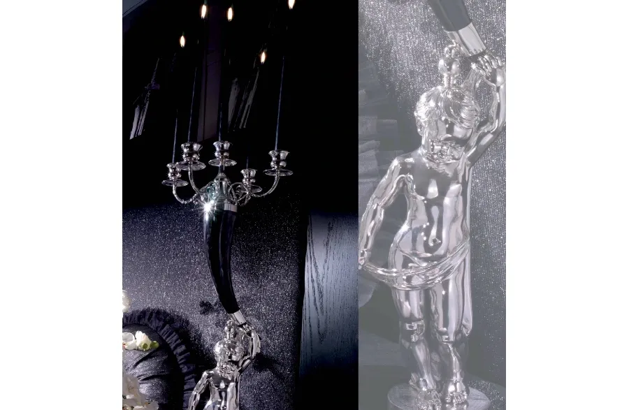 obrazek 1 Luksusowy 5 ramienny świecznik z porożem i figurką