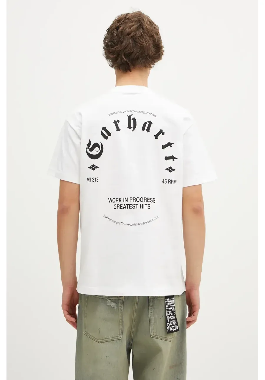 obrazek 1 Carhartt WIP t-shirt bawełniany Greatest Hits męski kolor biały z nadrukiem I034394.00AXX