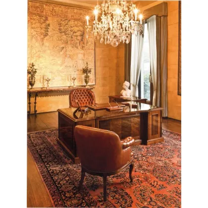 Picture Classic desk with a chest of drawers and six drawers for a luxurious office - Mascheroni
