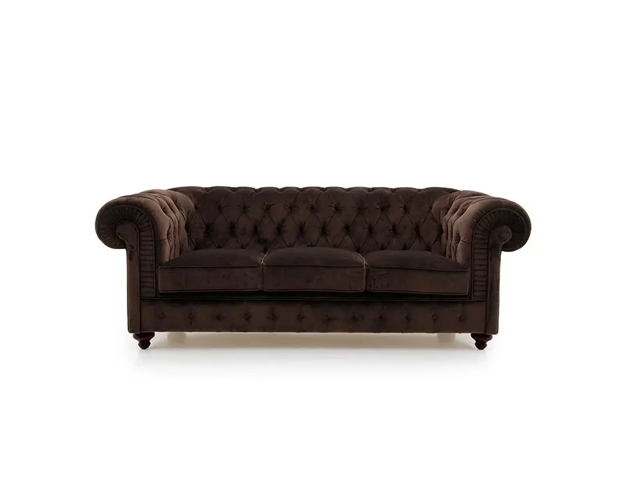 obrazek 2 Brązowa wygodna elegancka sofa w stylu Chesterfield - Sevensedie