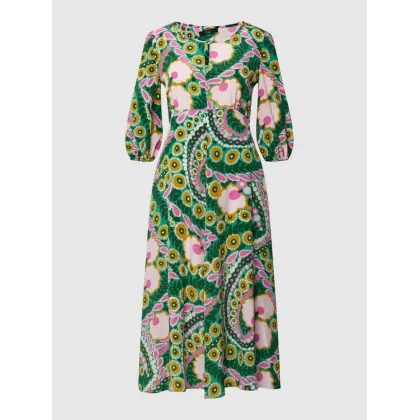 Zdjęcie Sukienka midi z czystego jedwabiu ze wzorem na całej powierzchni model ‘JUPITER’