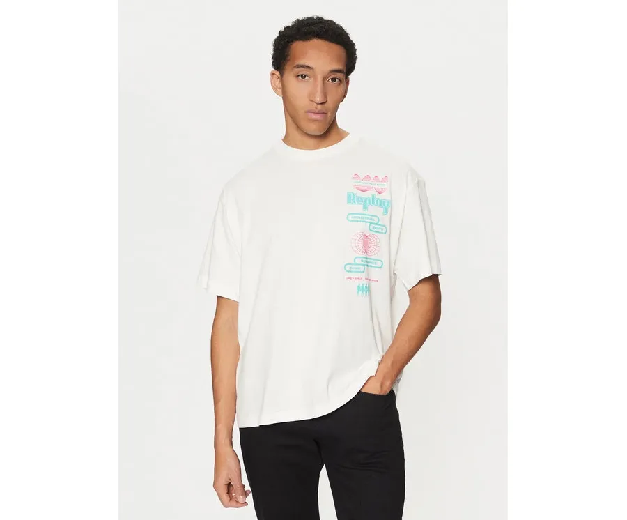 obrazek 1 Replay T-Shirt M6880 .000.2660 Biały Loose Fit REPLAY