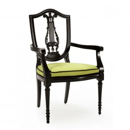 Zdjęcie Zielony elegancki fotel z efektownym rzeźbionym zdobieniem - Sevensedie