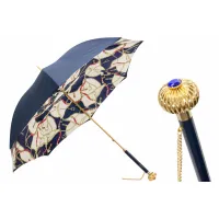 Picture Luxurious navy blue women's umbrella decorated with an original motif - Pasotti