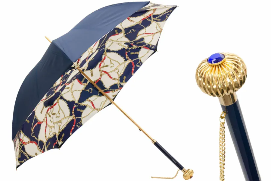 obrazek 1 Luksusowy granatowy parasol damski zdobiony oryginalnym motywem – Pasotti