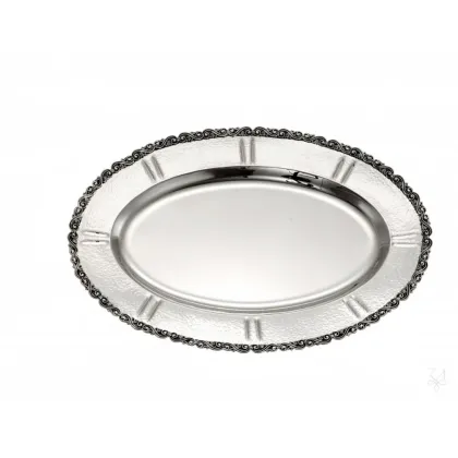 Zdjęcie Owalna srebrna taca – talerz na przystawki w stylu nowoczesnym - Zaramella Argenti