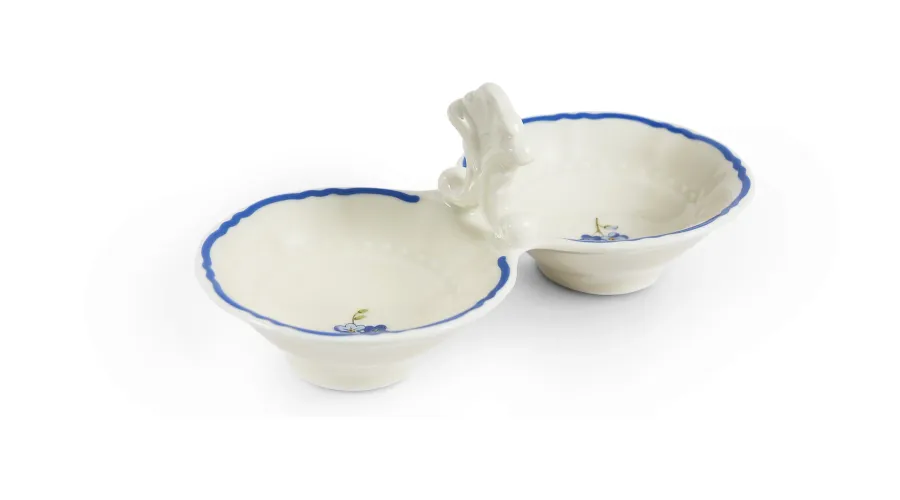 obrazek 4 Ekskluzywna 25-częściowa zastawa obiadowa z porcelany w kolorze kości słoniowej zdobiona motywem niezapominajek – Leander
