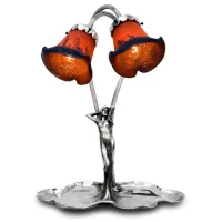 Zdjęcie Podwójna lampka arystyczna z pewteru