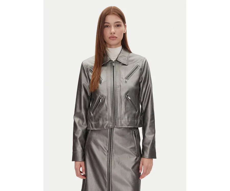 obrazek 1 DKNY Kurtka z imitacji skóry P4JJ6XJA Srebrny Regular Fit
