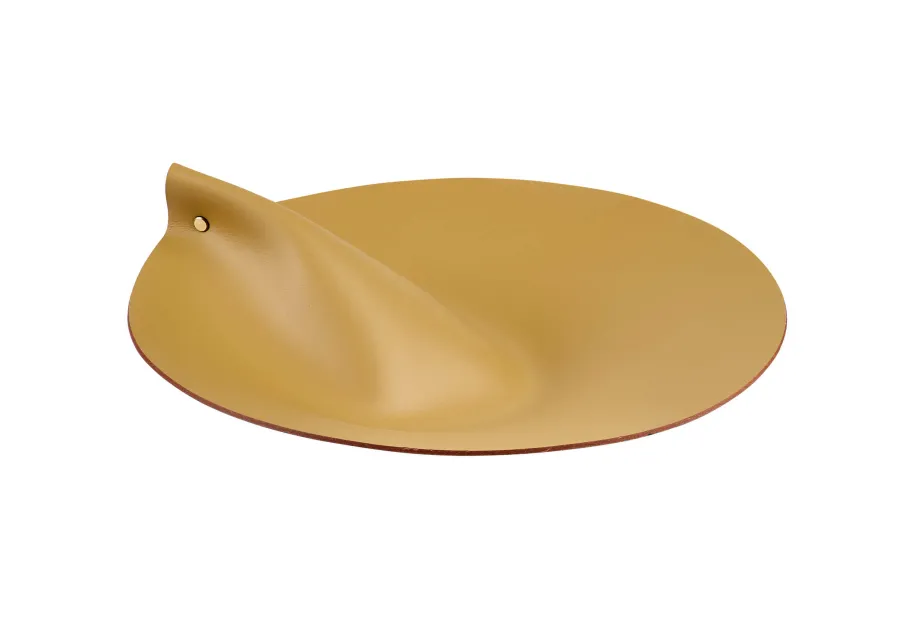 obrazek 1 Skórzana pokrywka Ø44 cm w kolorze musztardowym