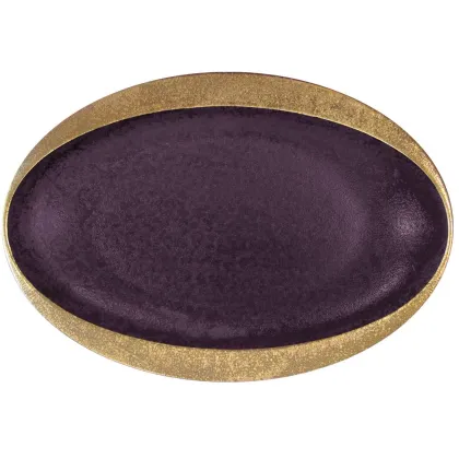 Zdjęcie Luksusowy talerz owalny 40 cm Golden Velvet do jadalni