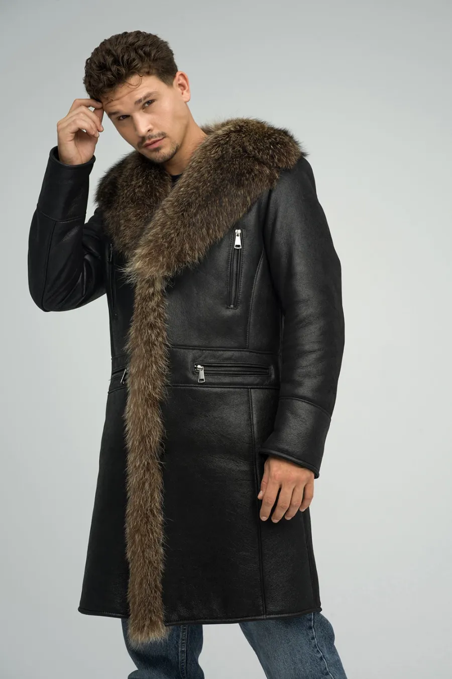 obrazek 2 Zimowy płaszcz dla mężczyzn o stylowym i eleganckim wyglądzie