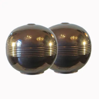 Zdjęcie Para złotych lamp ceramicznych z lat 70