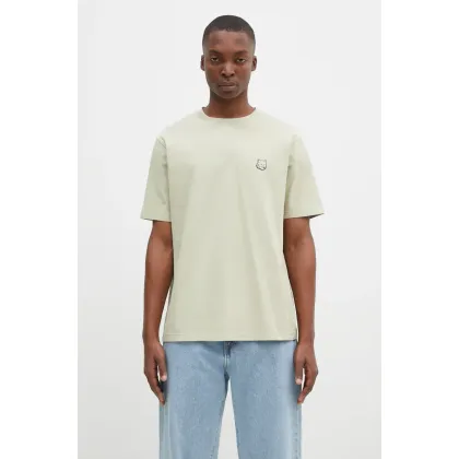 Zdjęcie Maison Kitsuné t-shirt bawełniany Bold Fox Head Patch Comfort Tee Shirt męski kolor zielony z aplikacją MM00127KJ0118