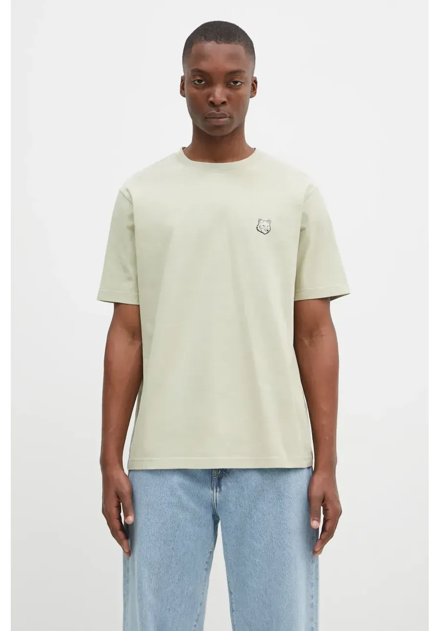 obrazek 1 Maison Kitsuné t-shirt bawełniany Bold Fox Head Patch Comfort Tee Shirt męski kolor zielony z aplikacją MM00127KJ0118