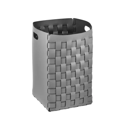 Picture Large woven leather basket 35x35xH57 cm, gray