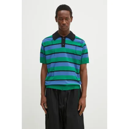 Zdjęcie Andersson Bell sweter Damaged Stripe Polo męski kolor niebieski lekki atb1242m
