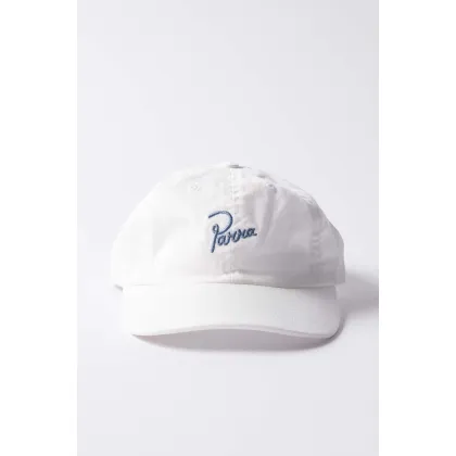 Zdjęcie by Parra czapka z daszkiem bawełniana Script Logo 6 Panel Hat kolor biały z aplikacją 51271