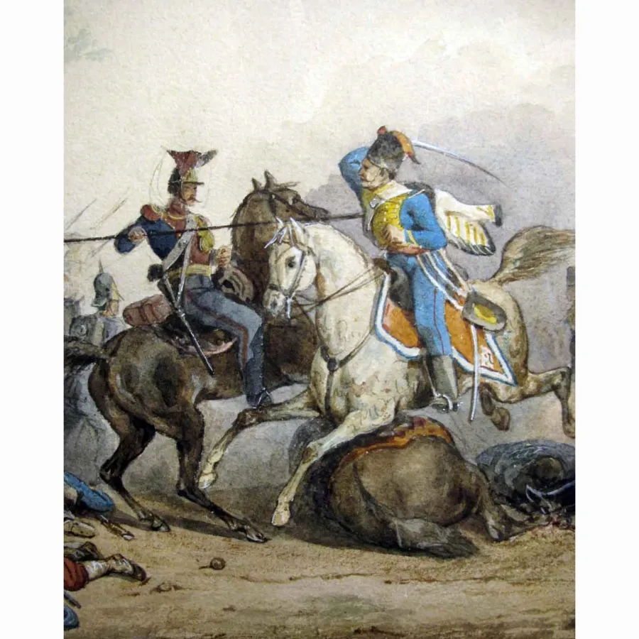 obrazek 3 Gwasz na papierze przedstawiający bitwę związaną z wojną francusko-pruską 1870 r.