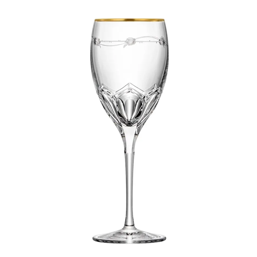 obrazek 1 Nowoczesny kieliszek do wina z delikatnymi wzorami - Lilly Gold Collection