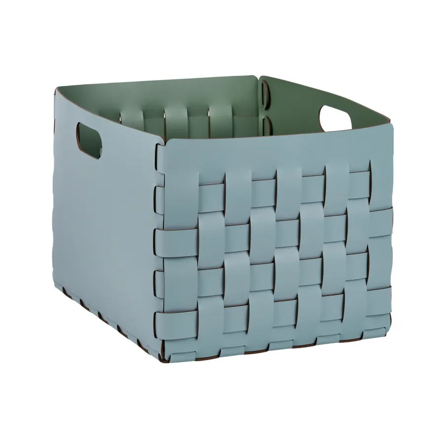 obrazek 1 Ekskluzywny kosz Bottega 35x40xH30 cm w kolorze pastelowego błękitu