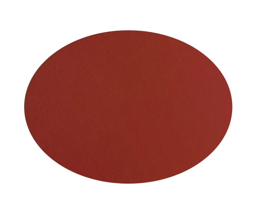 obrazek 3 Owalna skórzana podkładka stołowa 47,5x35 cm w kolorze koniakowym i bordowym