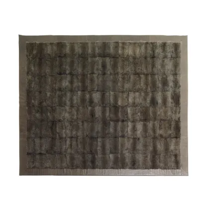 Picture Carpet 300x250cm, leather and fur - otter and lapin rabbit - Ulivi Salotti