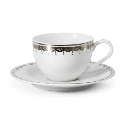 Zdjęcie Ekskluzywna filiżanka ze spodkiem z porcelany z platynowym zdobieniem – wariant 2 – Leander