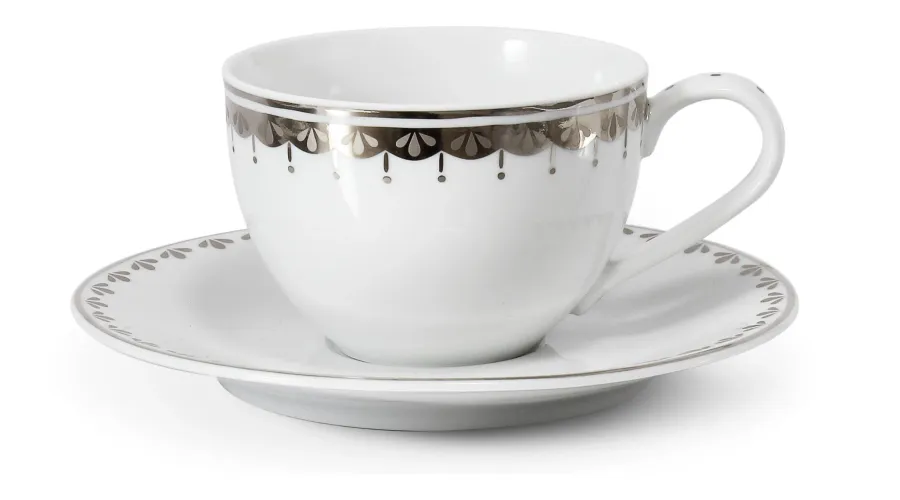 obrazek 1 Ekskluzywna filiżanka ze spodkiem z porcelany z platynowym zdobieniem – wariant 2 – Leander