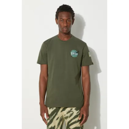 Zdjęcie Alpha Industries t-shirt bawełniany kolor zielony gładki 176507.257-ZIELONY