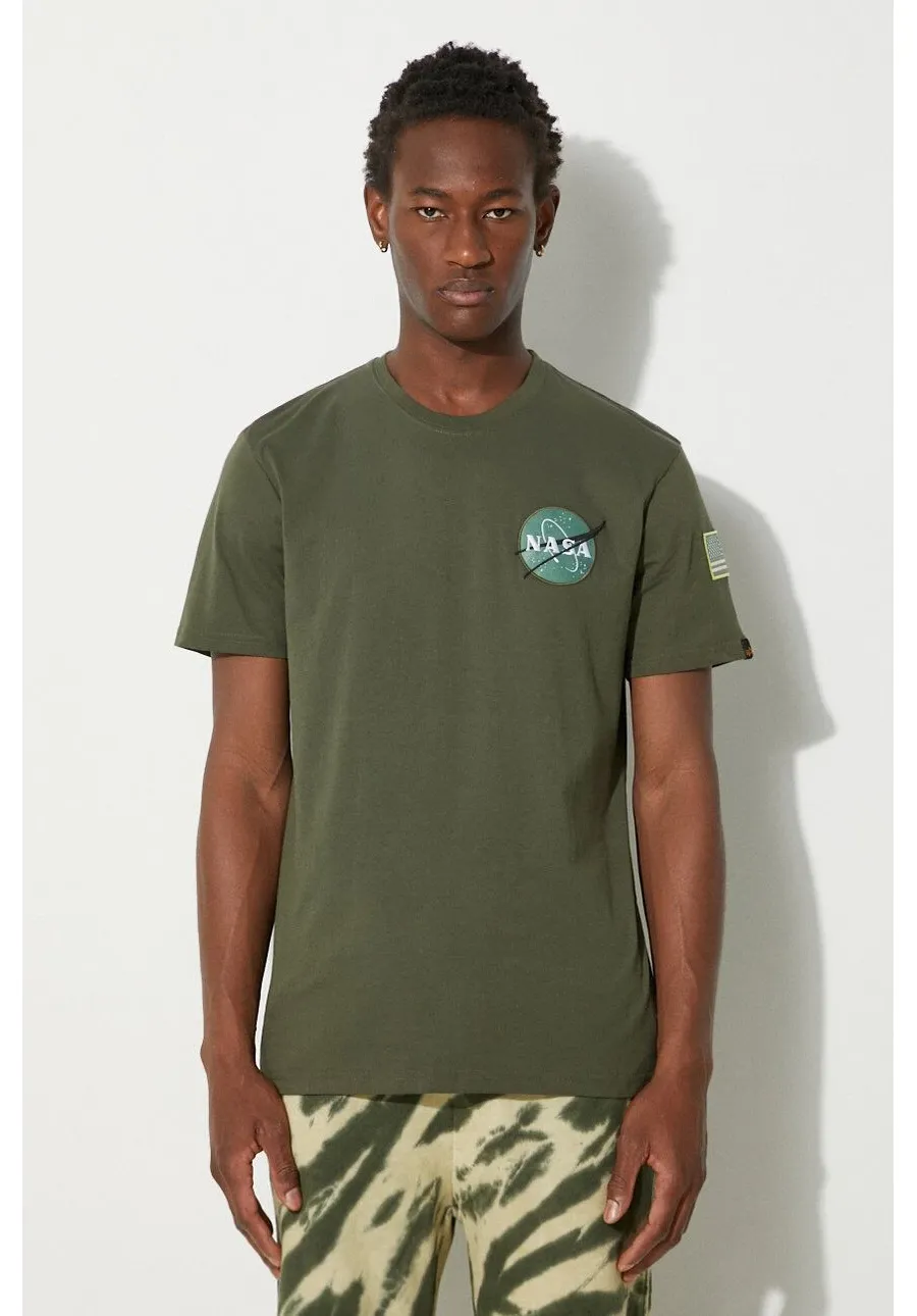 obrazek 1 Alpha Industries t-shirt bawełniany kolor zielony gładki 176507.257-ZIELONY