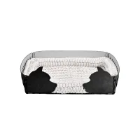 Zdjęcie Wyjątkowe czarne skórzane legowisko dla psa 60x42xH15 cm z dwustronną poduszką