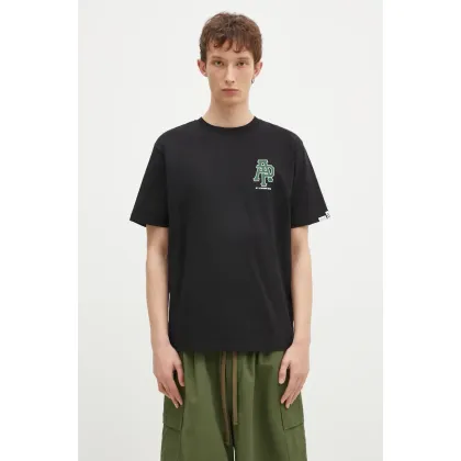Zdjęcie AAPE t-shirt bawełniany Basic męski kolor czarny z nadrukiem AAPTEM1562XXN