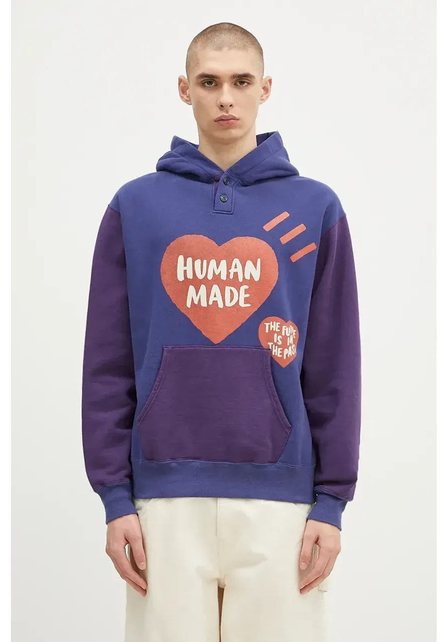 obrazek 1 Human Made bluza bawełniana Colorblock Hoodie męska kolor granatowy z kapturem z nadrukiem HM28CS023