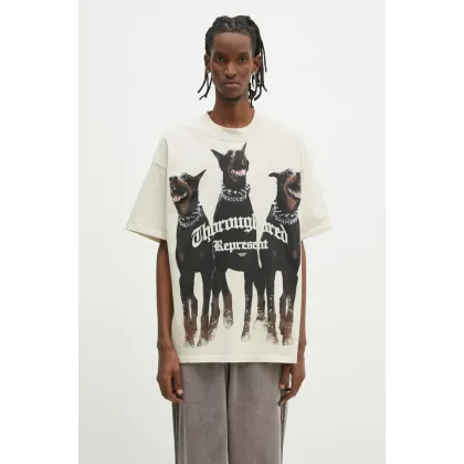 Zdjęcie Represent t-shirt bawełniany Thoroughbred męski kolor beżowy z nadrukiem MLM41135.002