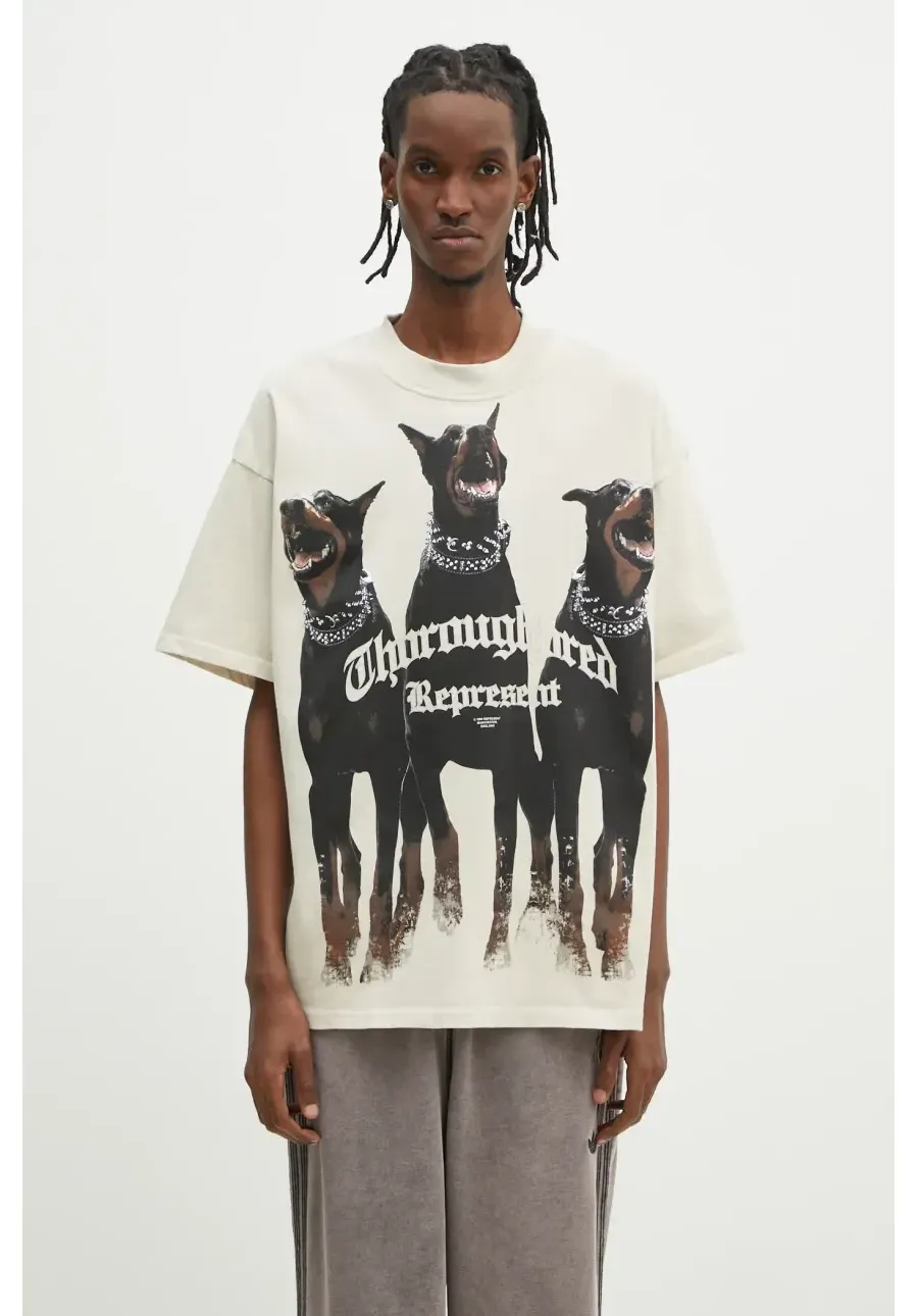 obrazek 1 Represent t-shirt bawełniany Thoroughbred męski kolor beżowy z nadrukiem MLM41135.002