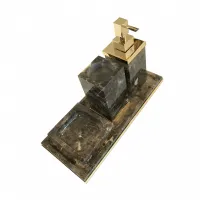 Picture Unique marble bathroom set - brush cup, liquid soap container, soap container and bathroom tray - 3SC