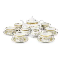 Picture Beautiful stylish 15-piece porcelain tea set from the Wedding sonata collection – Leander