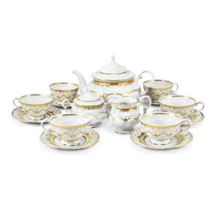 Zdjęcie Piękny stylowy 15-elementowy zestaw do herbaty z porcelany z kolekcji Wedding sonata – Leander