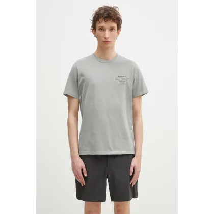Zdjęcie Barbour t-shirt bawełniany Hickling Tee męski kolor szary z nadrukiem MTS1269