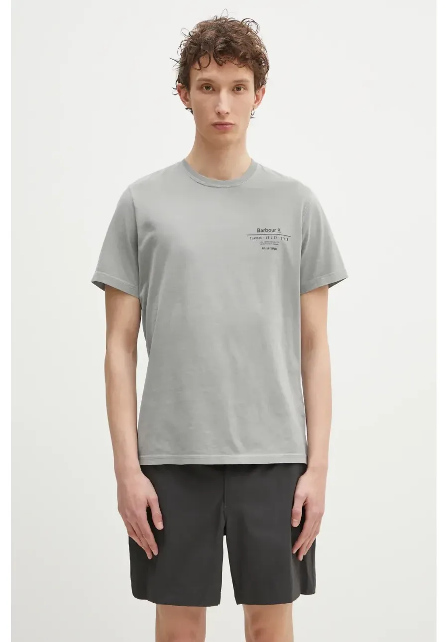 obrazek 1 Barbour t-shirt bawełniany Hickling Tee męski kolor szary z nadrukiem MTS1269
