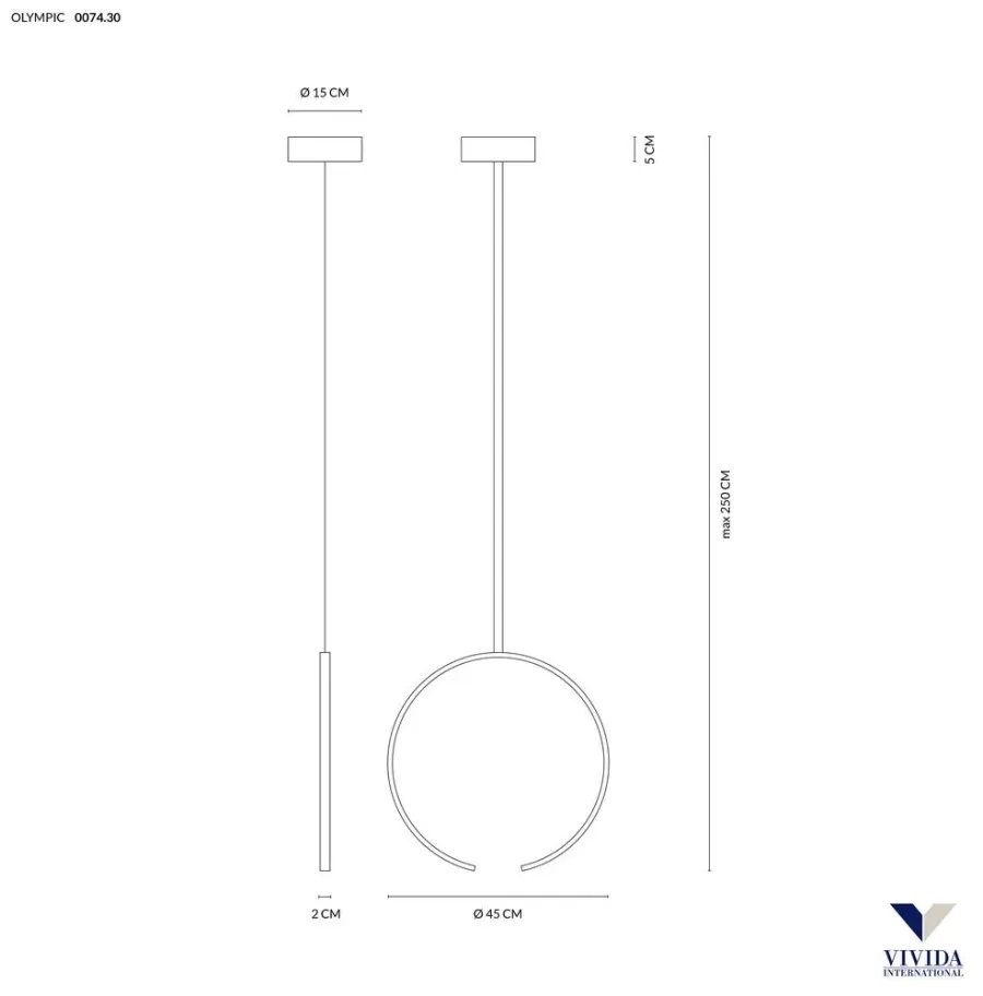 obrazek 2 Włoska lampa wisząca, sufitowa Olympic 1P - ⌀ 45 cm