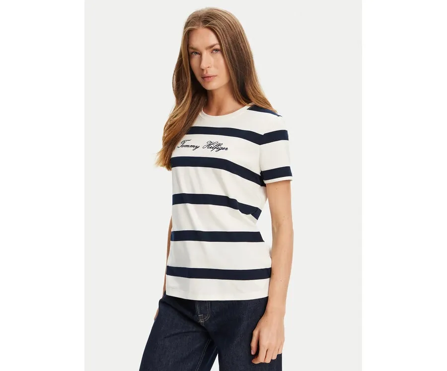 obrazek 1 Tommy Hilfiger T-Shirt Script WW0WW45746 Écru Regular Fit